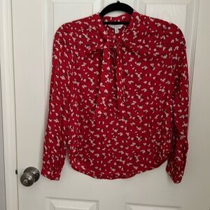 Ditsy floral print red Lucky Brand blouse